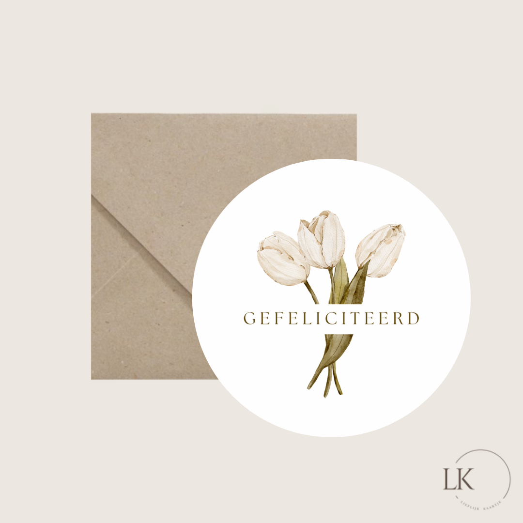 Ronde wenskaart “tulpen”
