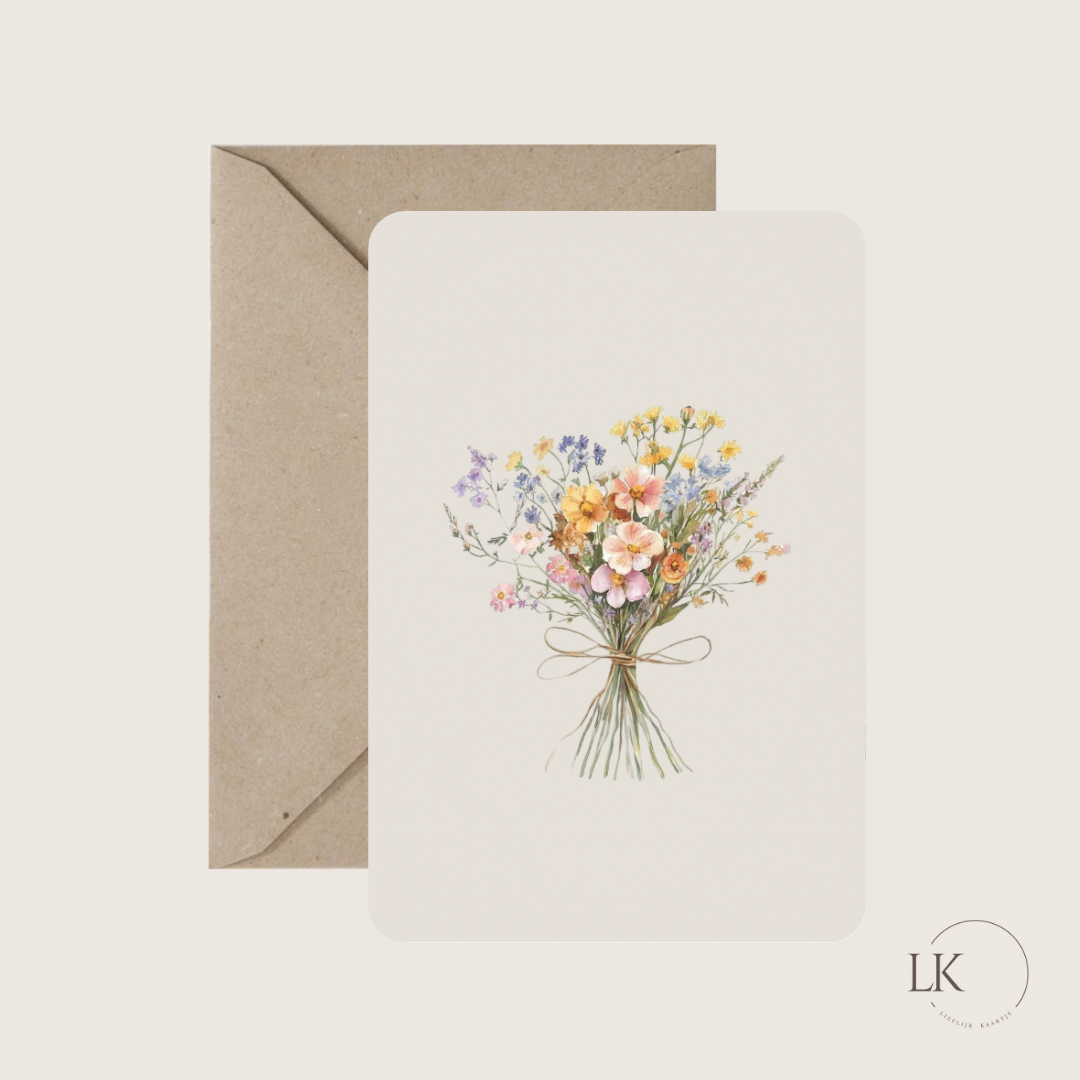 Wenskaart “bos met bloemen”