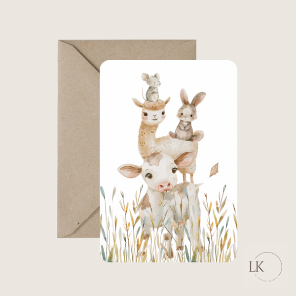 Wenskaart “boederijdieren”