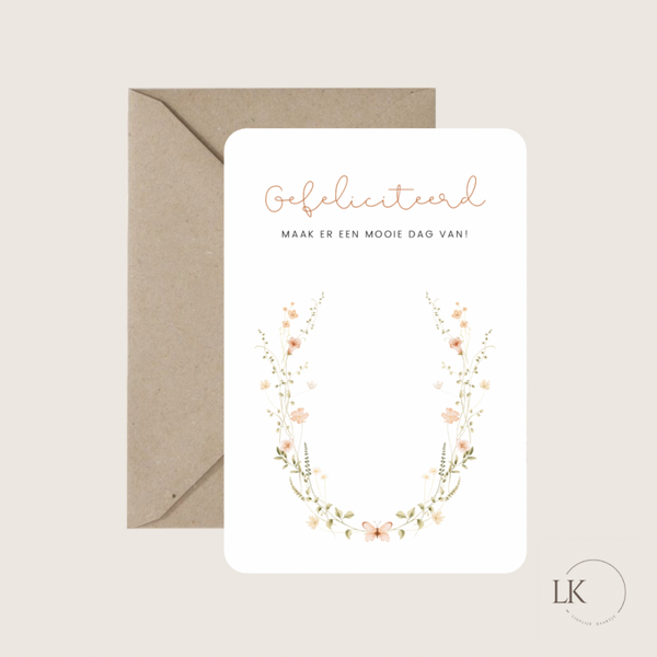 Wenskaart “ bloemenkrans”
