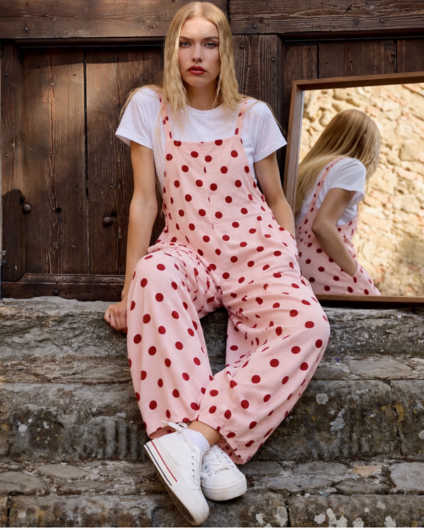 Blush Polka Dot Jumpsuit Set