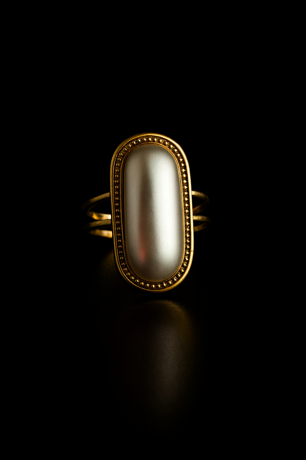Divine Pearl Oval Adjustable Ring – Stainless Steel