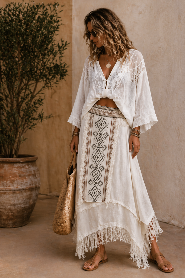 Divine Boho Fringe Skirt
