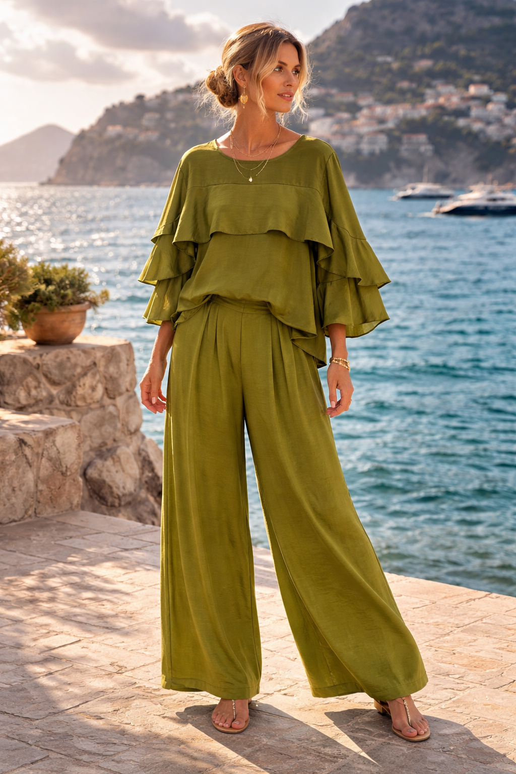 Olive Boho Luxe Two-Piece Set