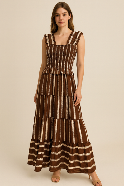 Divine Tribal Maxi Dress - Chocolate