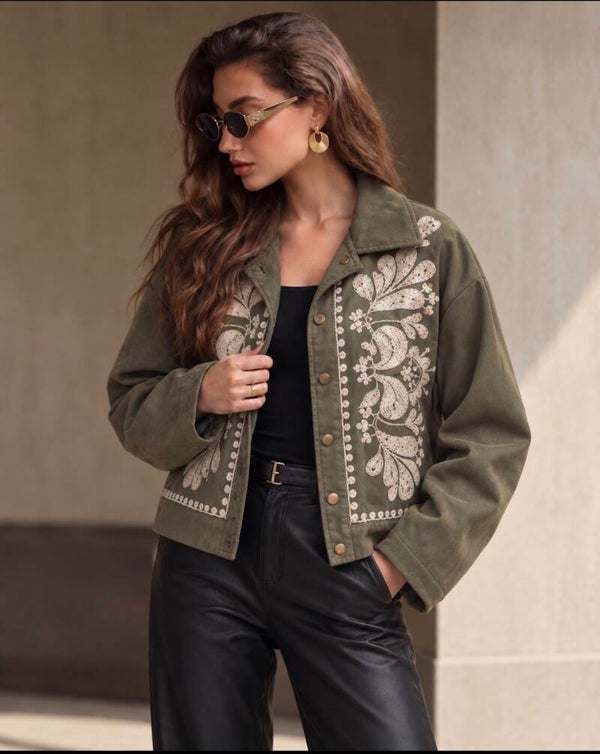 Olive Embroidered Jacket