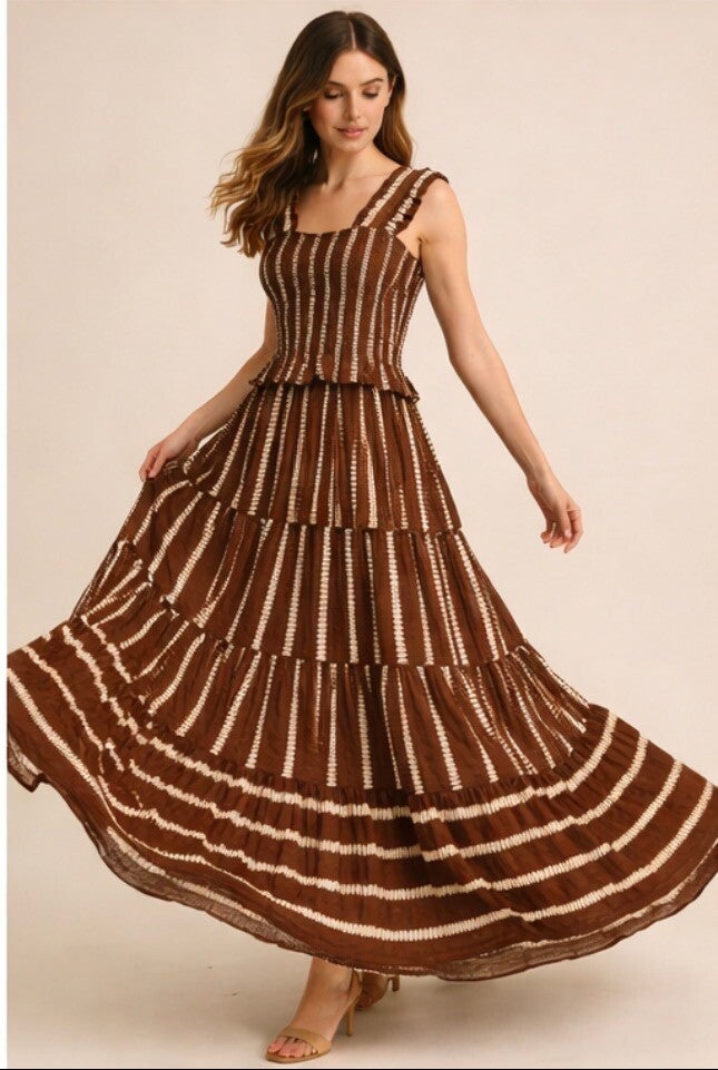Tribal Maxi Dress - Chocolate