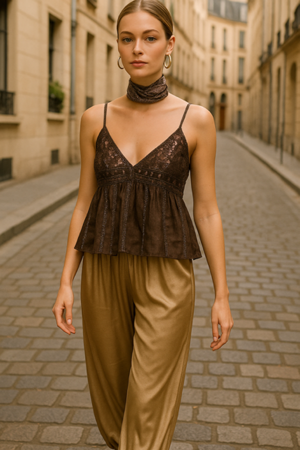 Divine Paris Lace Cami - Mocha