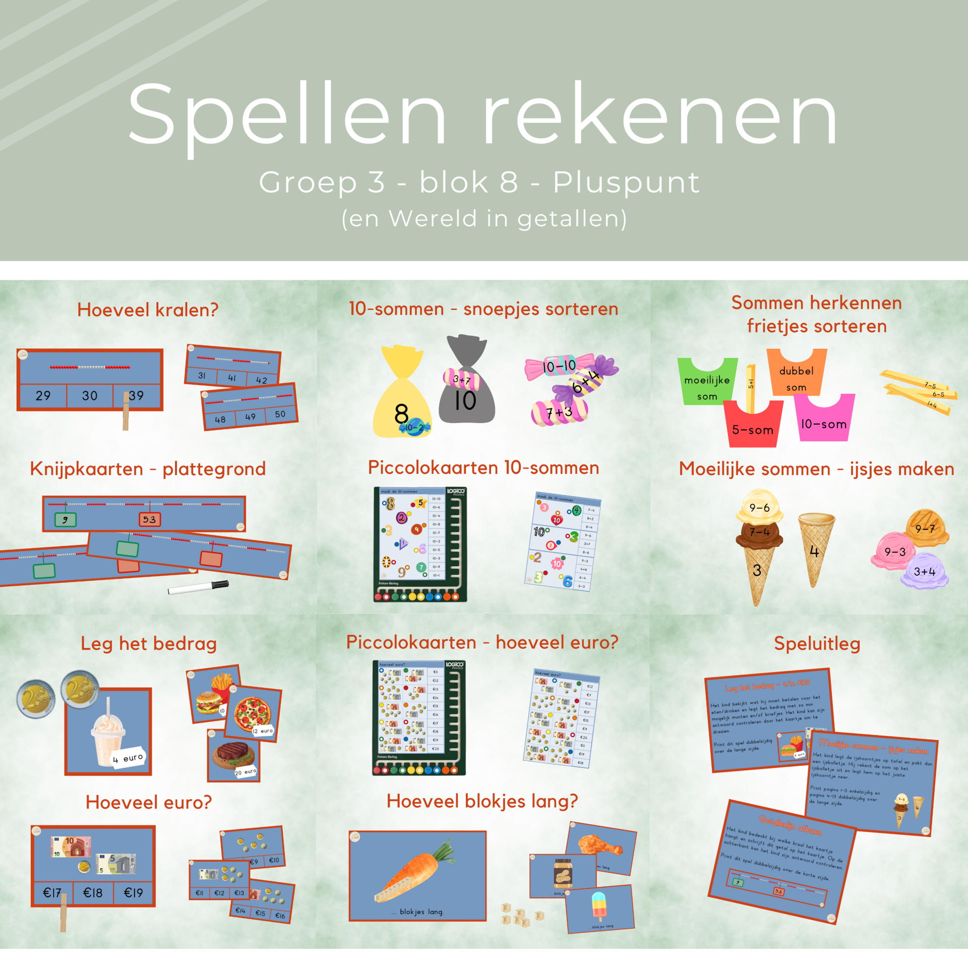 Spellenpakket rekenen groep 3 - blok 8