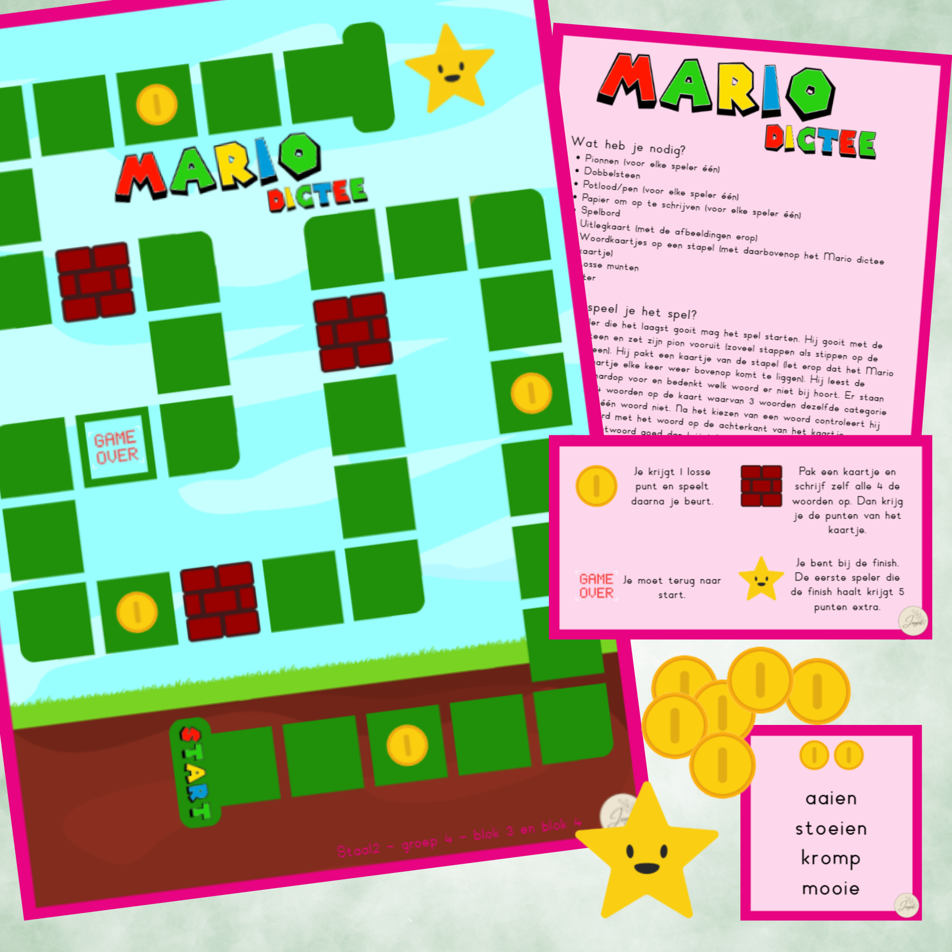 Mario dictee - Welk woord hoort er niet bij?