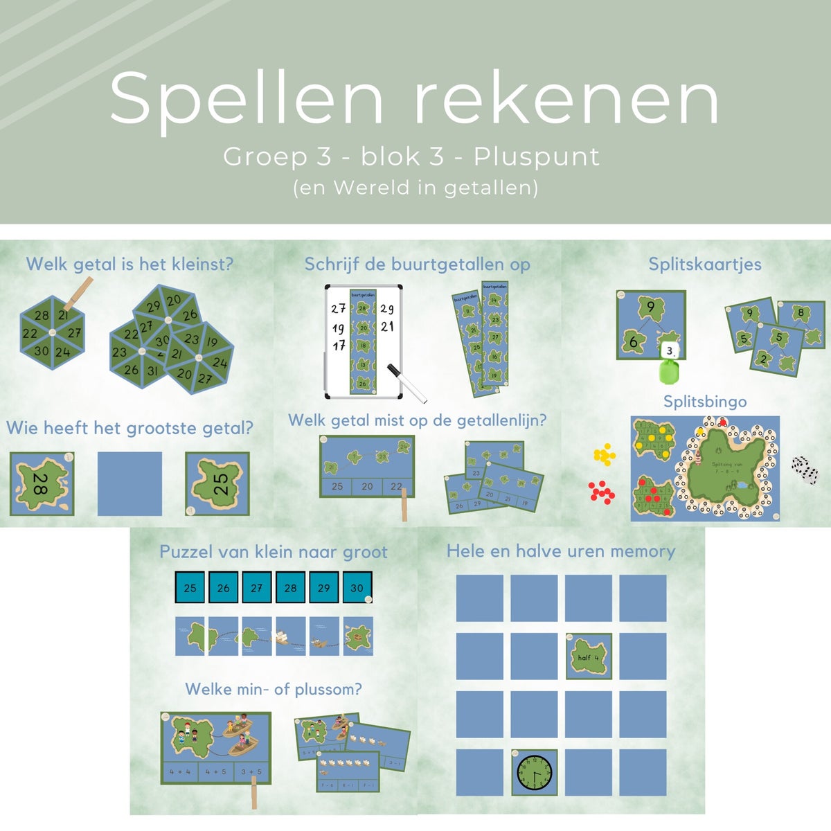 Spellenpakket rekenen groep 3 - blok 3 | Jenajuf