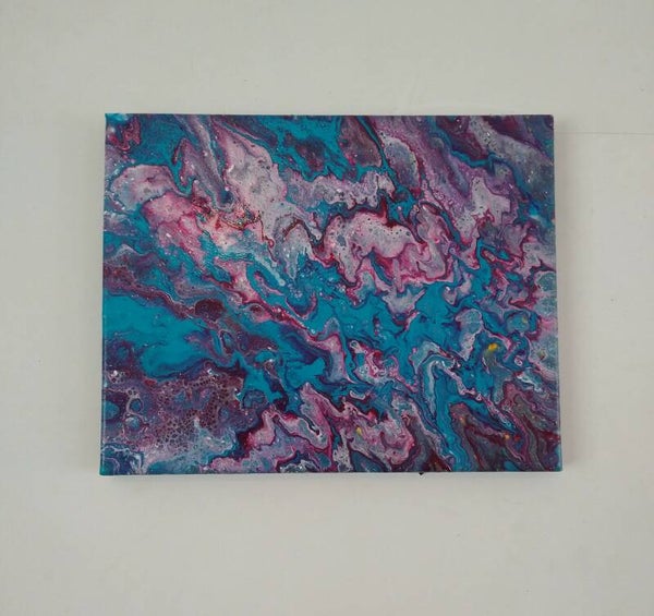 Pink and blue pouring
