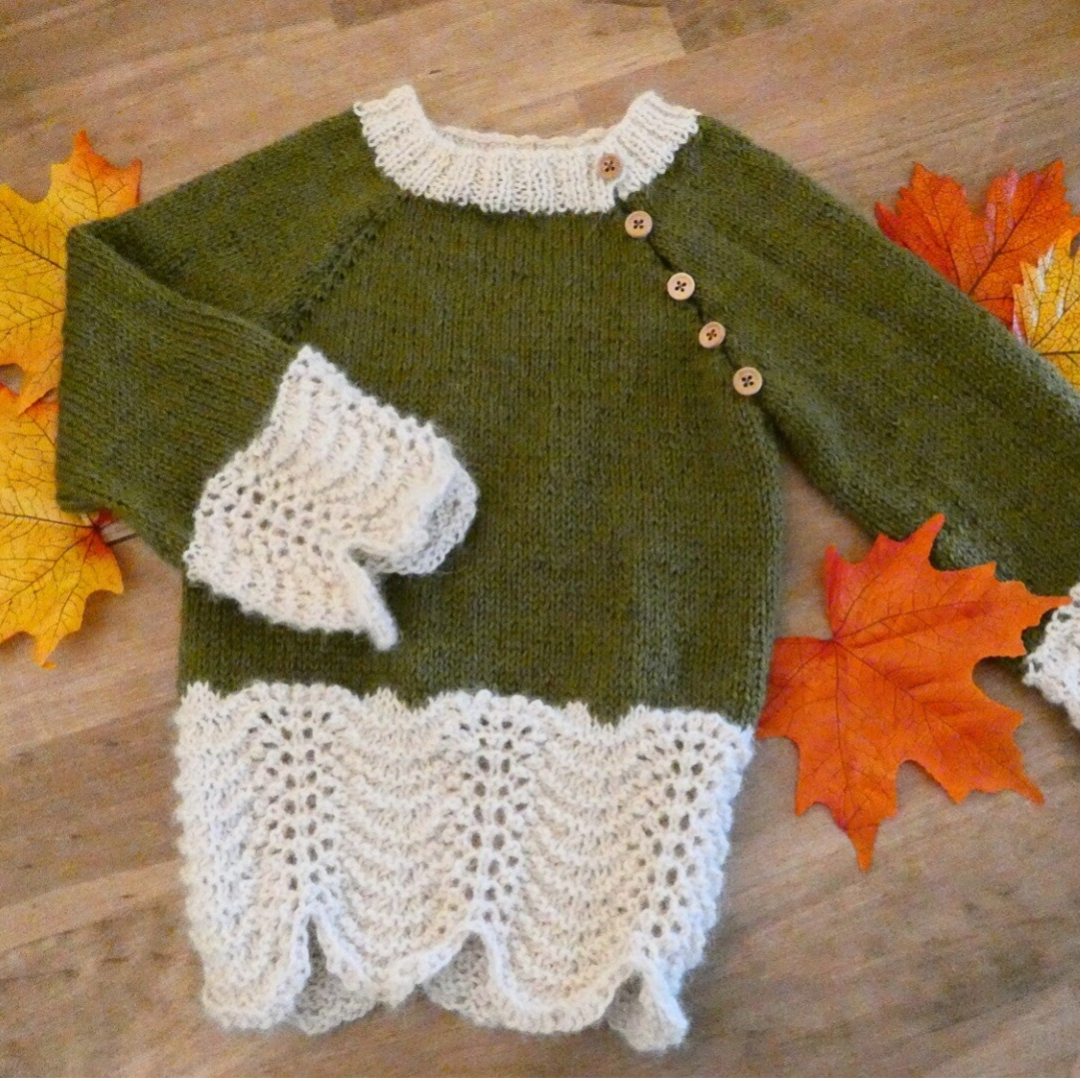 Modèle pull enfant fantaisie Valérie bicolore