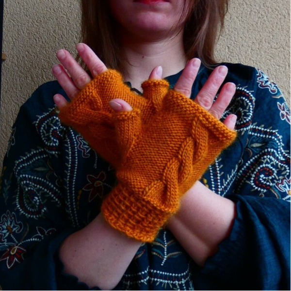 Fine Wool Cable-Knit Mittens Pattern