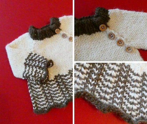 Modèle layette bébé fantaisie bicolore Owl