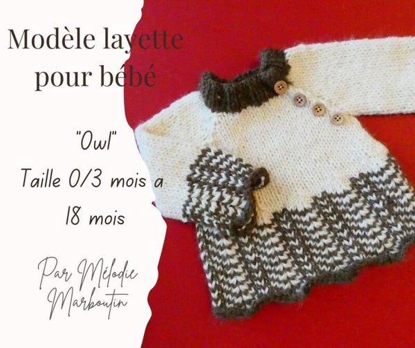 Modèle layette bébé fantaisie bicolore Owl