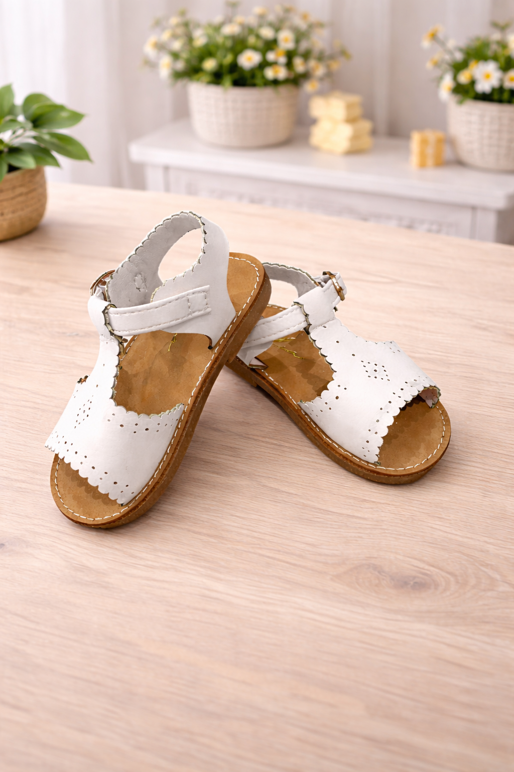 White Soft Punch Sandals