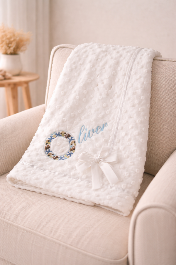 Personalised Vehicle Letter Bubble Bow Blanket