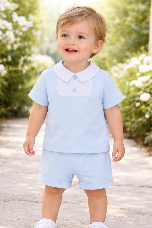 Button Front Shorts And T-shirt Set