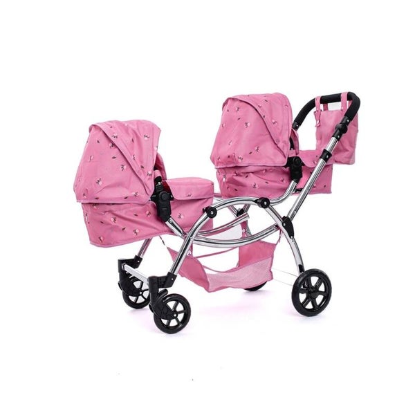 Darcie Twin Dolls Pram - Pink