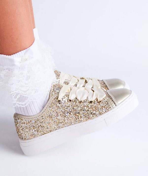 Trinity Gold Glitter Trainers
