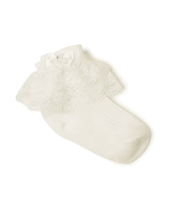 Cream Frill Ankle Socks