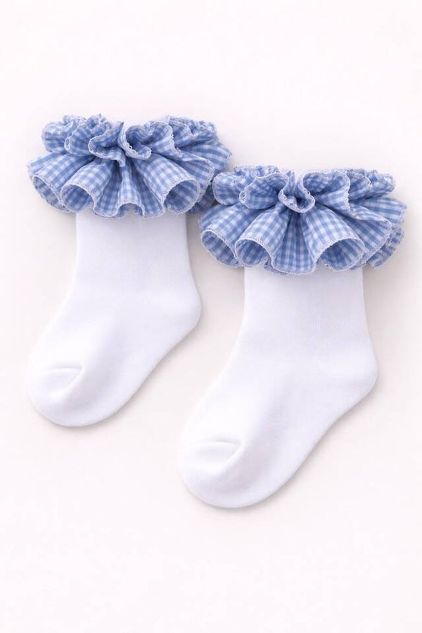 School Gingham Ruffle Socks