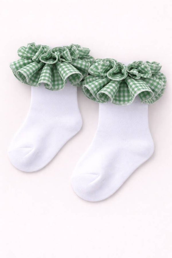 School Gingham Ruffle Socks