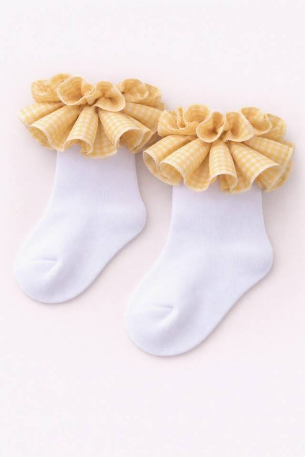 School Gingham Ruffle Socks