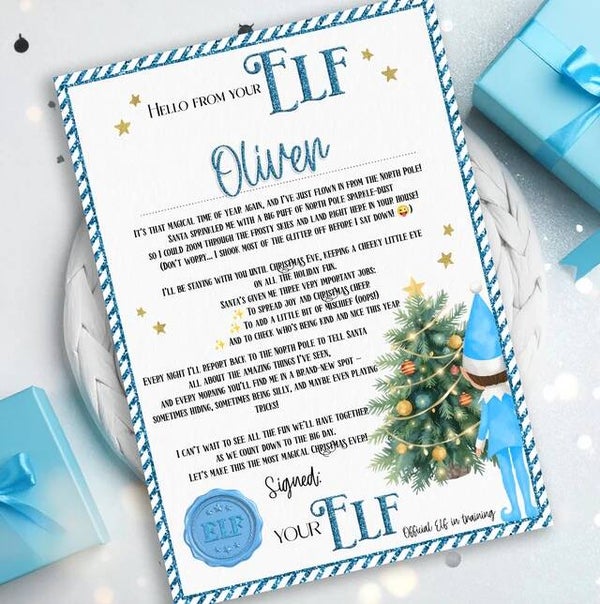 Personalised Elf Arrival Letter - Blue