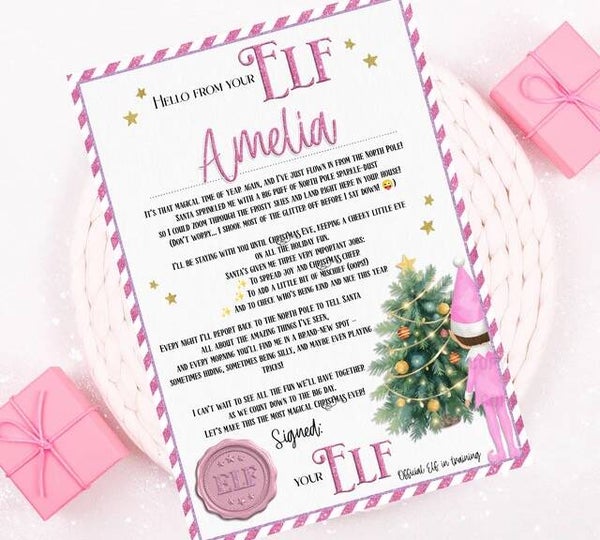 Personalised Elf Arrival Letter - Pink