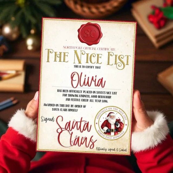 Personalised Nice List Letter - Gold