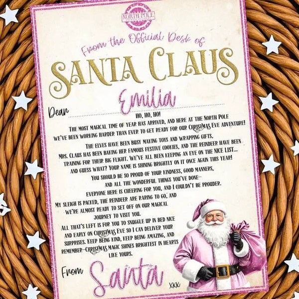 Personalised Santa Letter - Pink