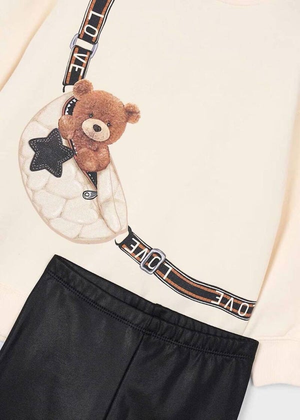 **SALE** Teddy Sweatshirt And Leather Look Leggings
