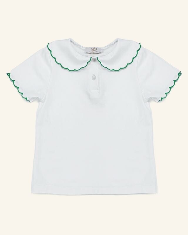Scalloped Edge Collar Jersey T-shirt