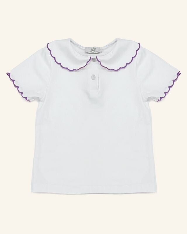 Scalloped Edge Collar Jersey T-shirt