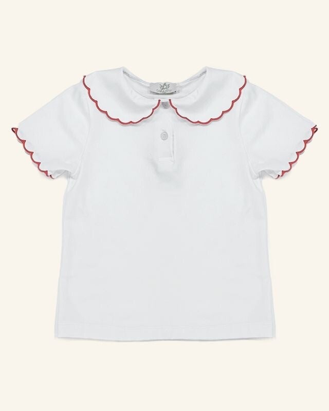 Scalloped Edged Collar Jersey T-shirt