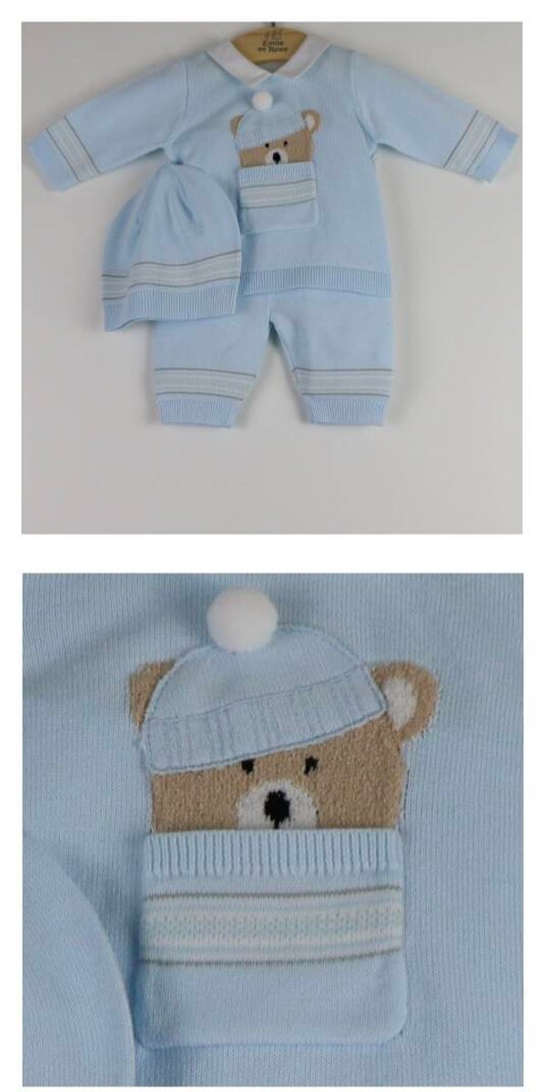 Knitted Teddy 2pc with Hat