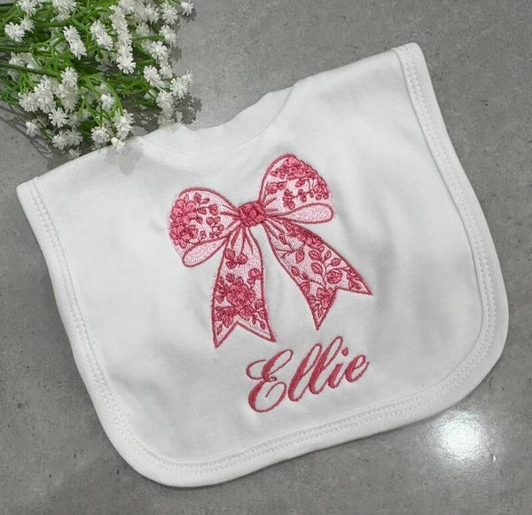 Personalised Floral Bow Bib