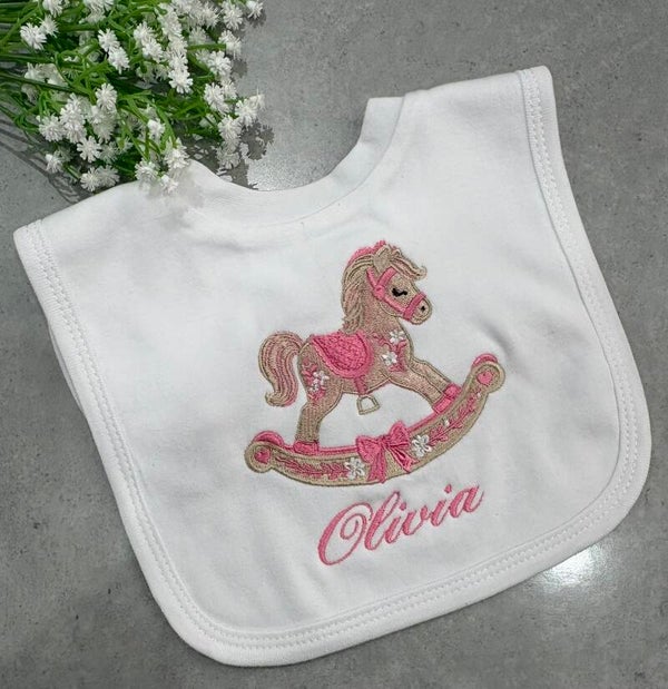 Personalised Vintage Rocking Horse Bib