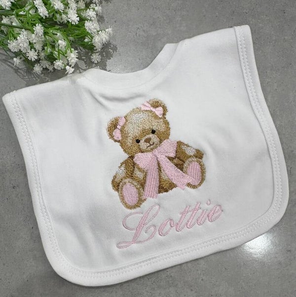 Personalised Bow Teddy Bib