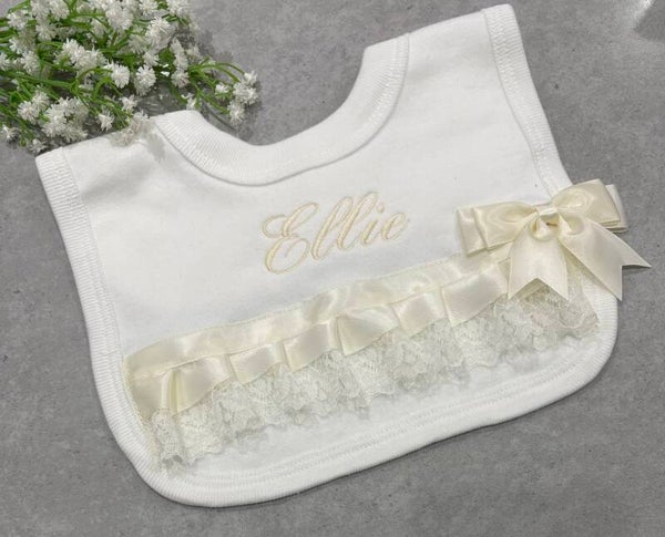 Personalised Frilly Popover Bib