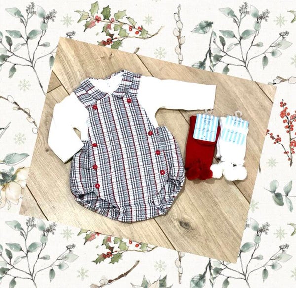 Boys Red And Grey Tartan Outfit