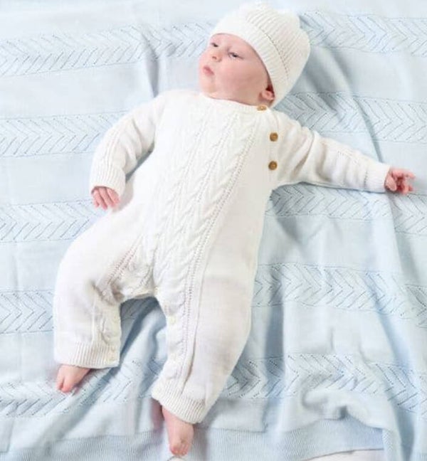 Dandelion Cable Knit Onesie with Hat