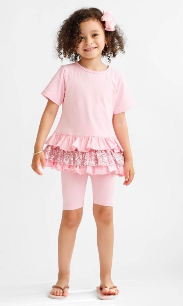 Paisley Shorts And Leggings 3pc Outfit