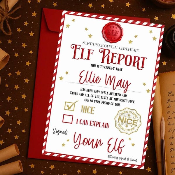 Personalised Elf Report Letter - Red