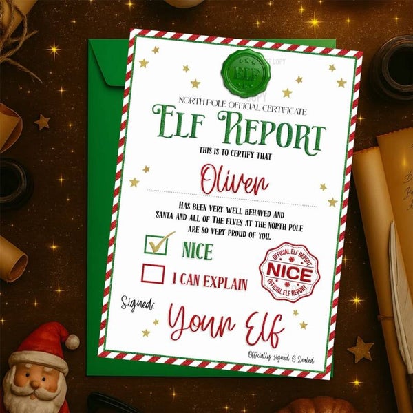 Personalised Elf Report Letter - Green