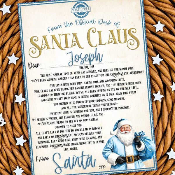 Personalsed Santa Letter - Blue