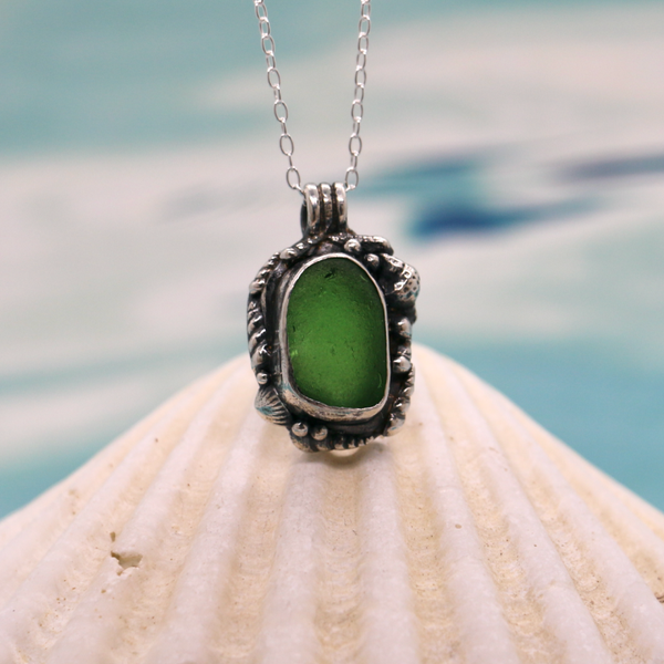 Silver and Sea Glass Rockpool Necklace