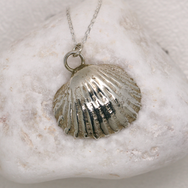 Hand Made Fine Silver Cockleshell Necklace